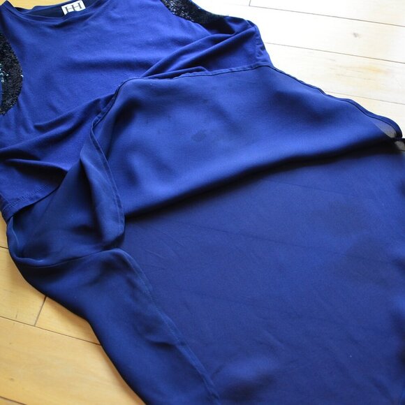 Haute Hippie Tunic Top Blue Sleeveless Sequin Accents Layered Silk Blend Size S - Picture 6 of 12